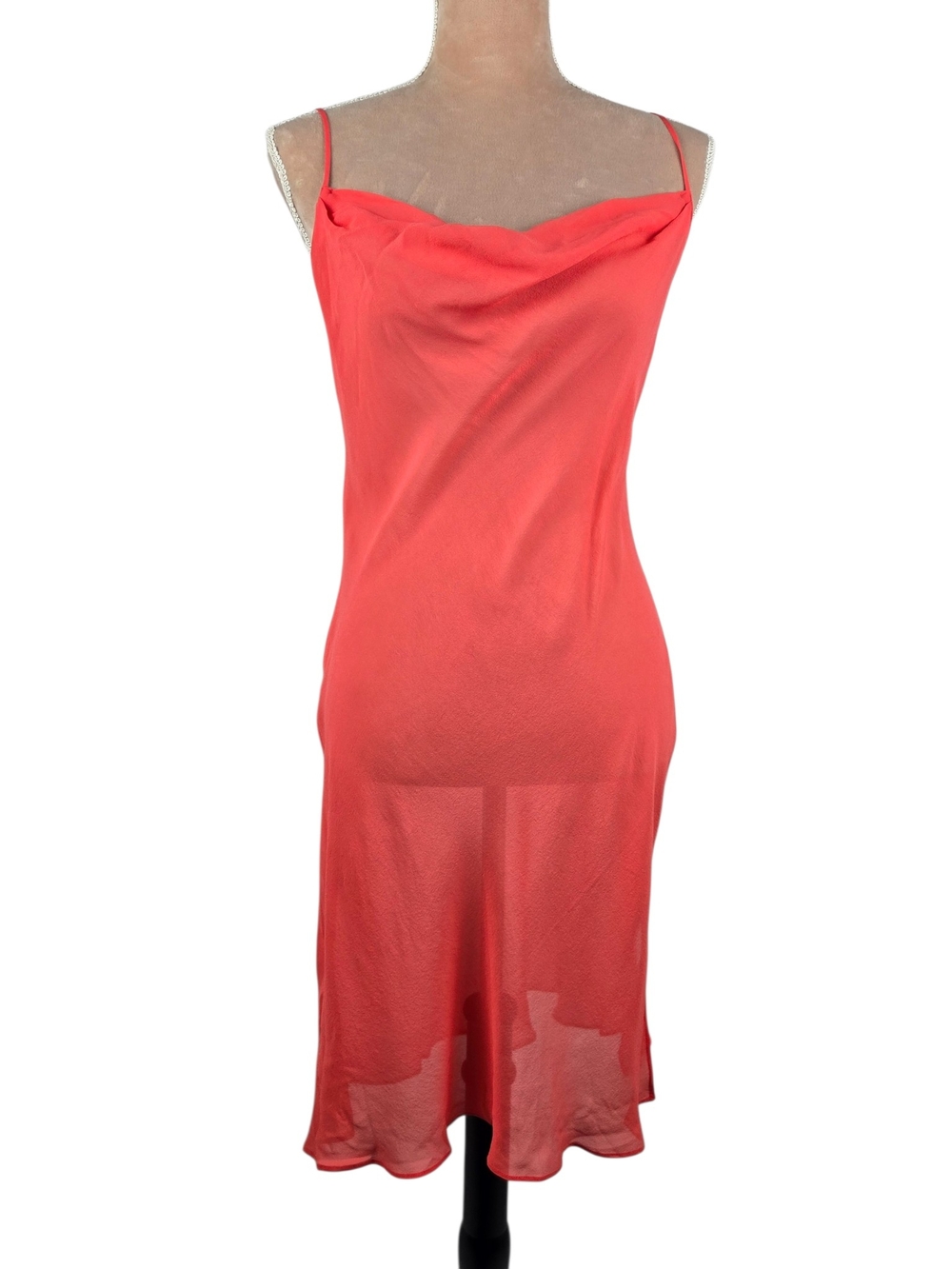 NWT Vintage Y2K Victoria's Secret Silk Cowl Neck Slip in Coral Size Medium